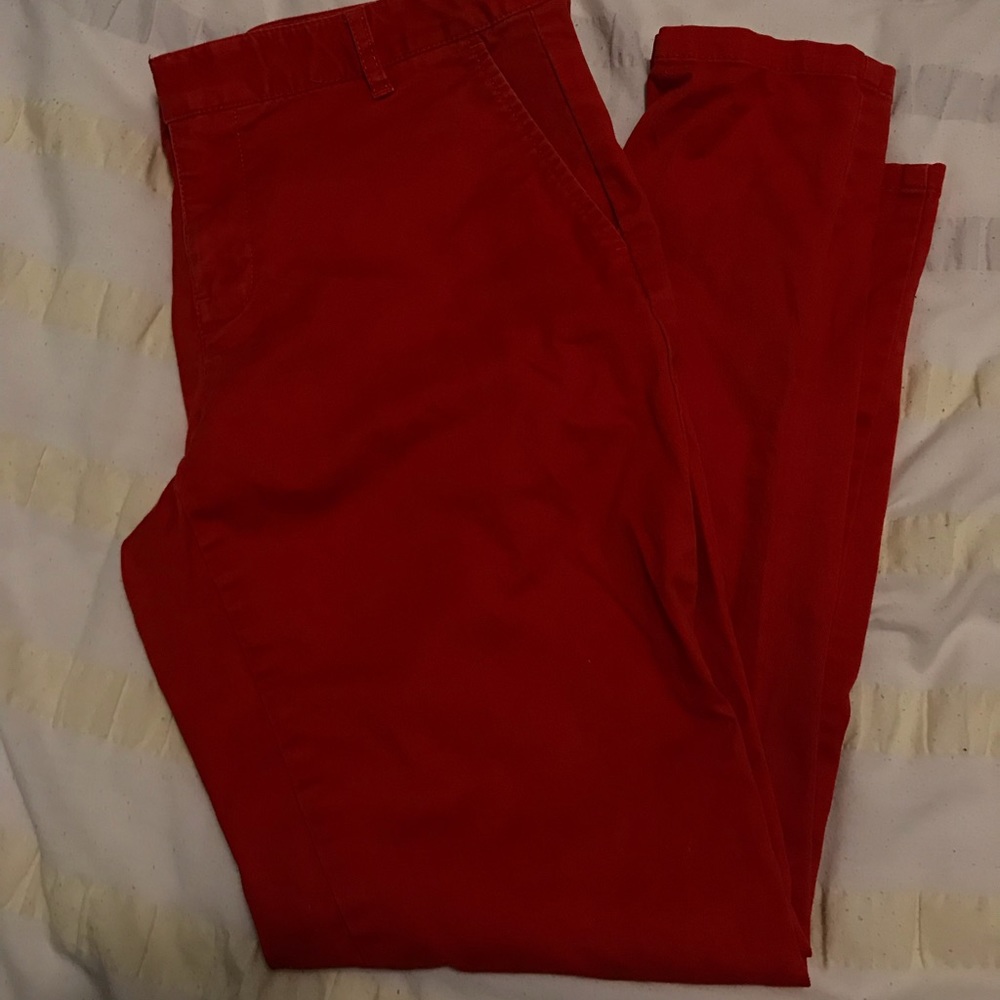 red skinny pants khakis